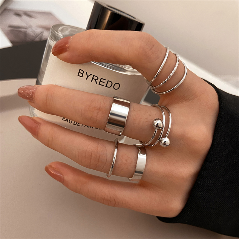 Vintage Punk Knuckle Rings Set - Metalowy koralik Punk zestaw pierścieni Sliver