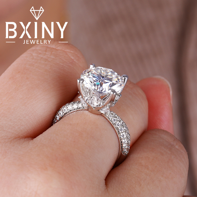 Moissanite Engagement Ring 1 Carat - BXINY D Color 5CT Moissanite Rings