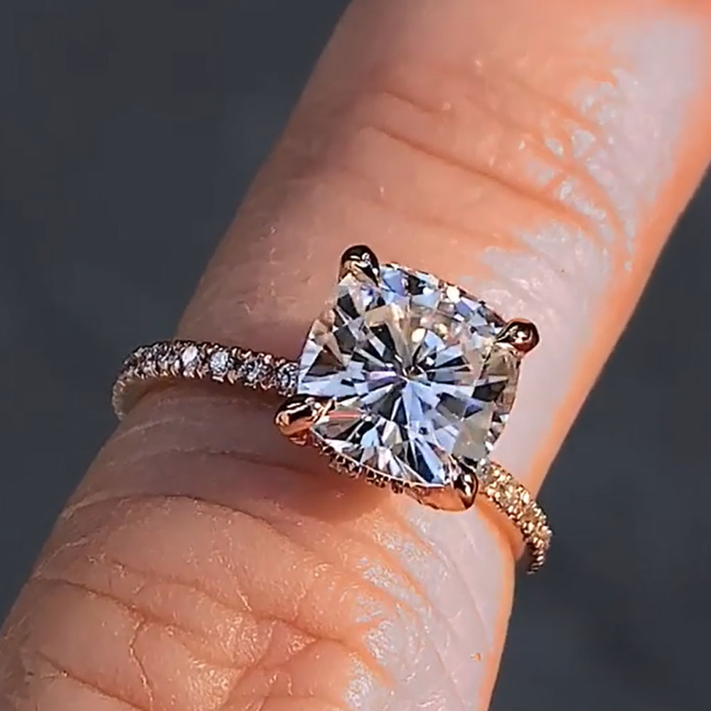 Moissanite Engagement Ring 1 Carat - Pierścionek zaręczynowy, ślubny, rocznicowy dla kobiet,