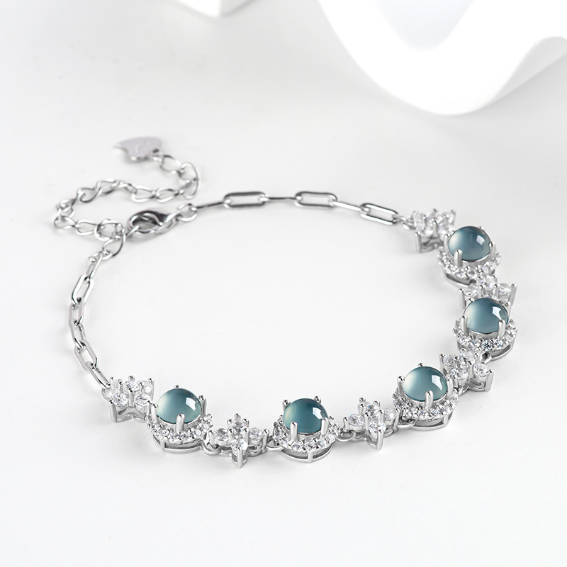 Bracelets - Niebieska bransoletka z jadeitu mianmarskiego, naturalny