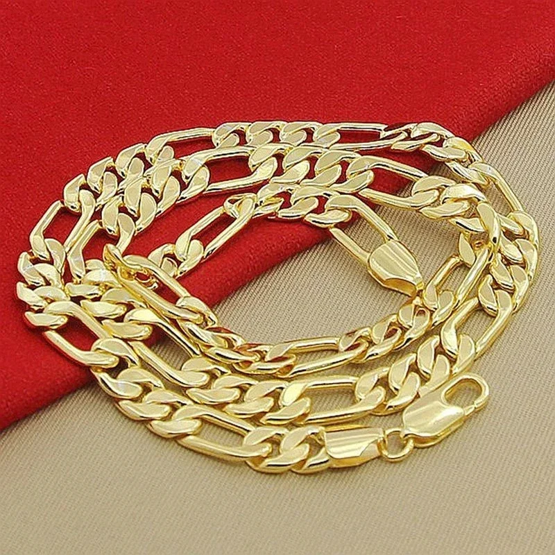 925 Sterling Silver Chain Necklace Men - Srebro próby 925 pozłacane 18-karatowym złotem