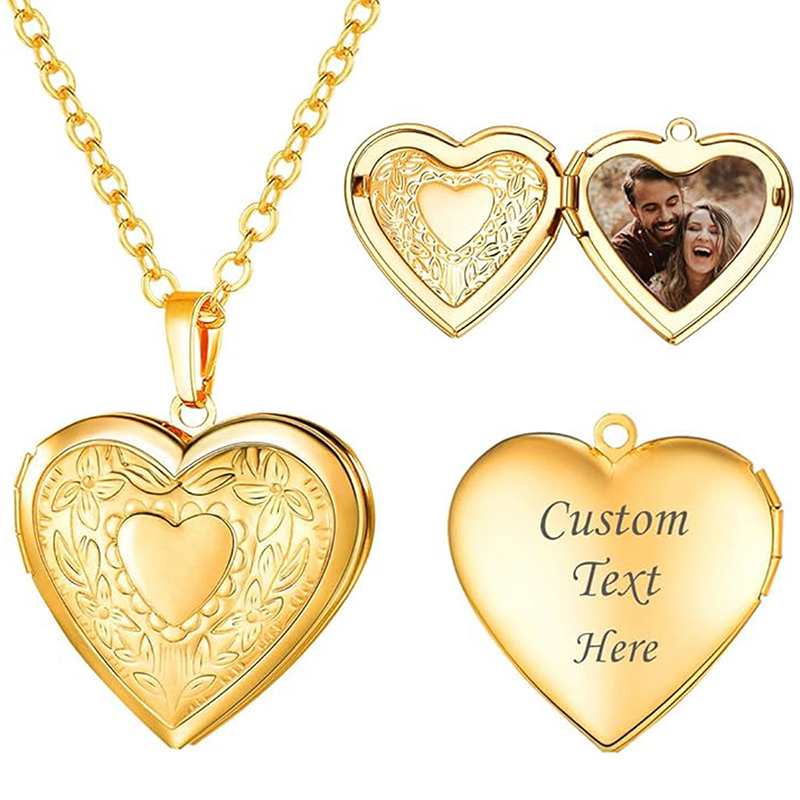 Heart Locket Necklace Photo - Spersonalizowany naszyjnik z medalionem, naszyjnik z