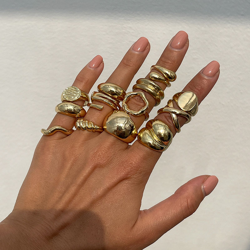 Vintage Punk Knuckle Rings Set - Moda Vintage metalowe pierścionki dla kobiet