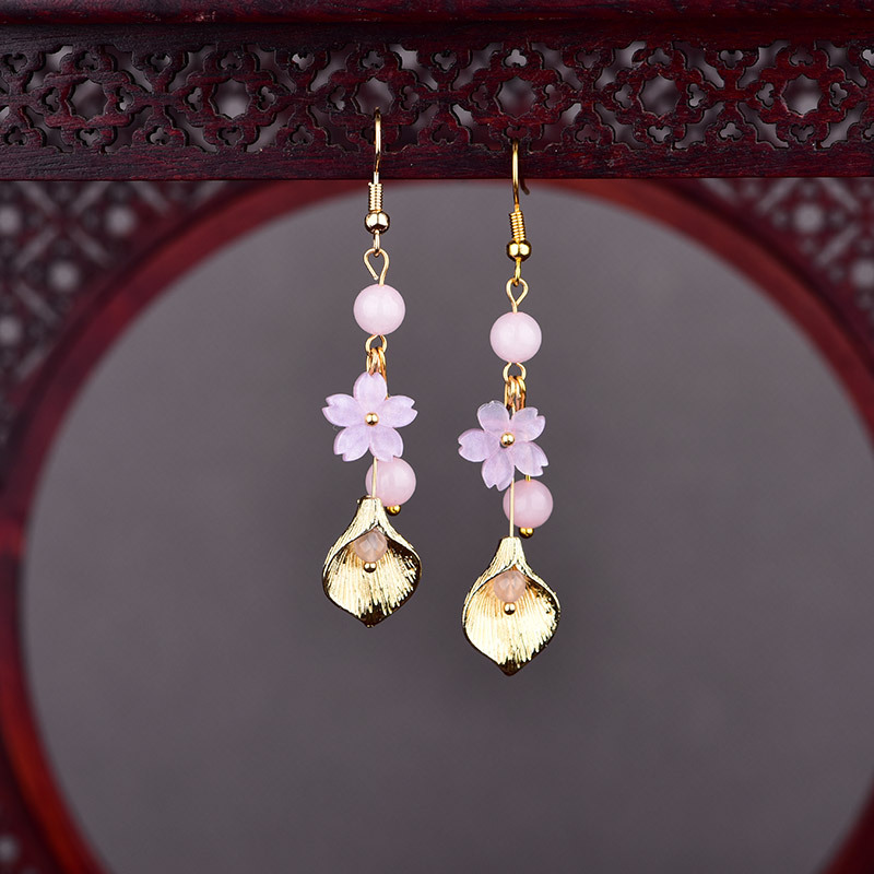Earrings - Różowe kolczyki z naturalnego jadeitu w