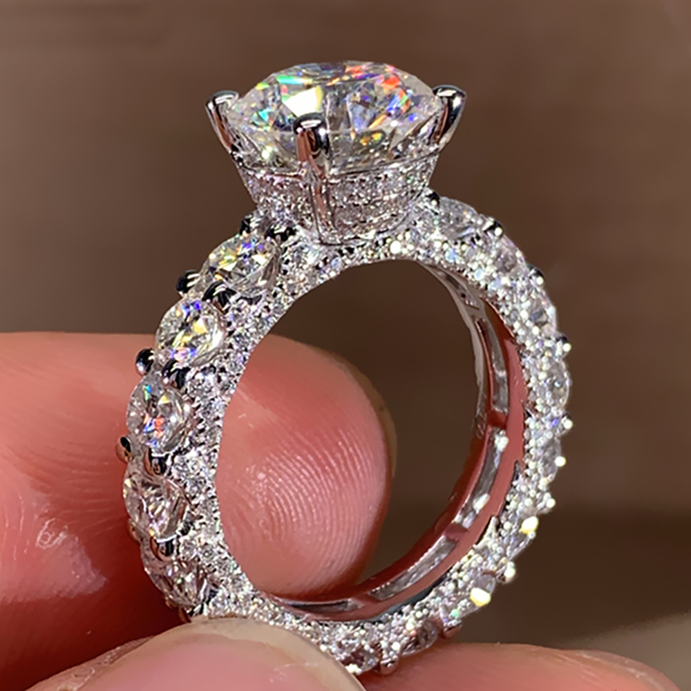 Moissanite Engagement Ring 1 Carat - Pierścionek zaręczynowy damski z białego złota