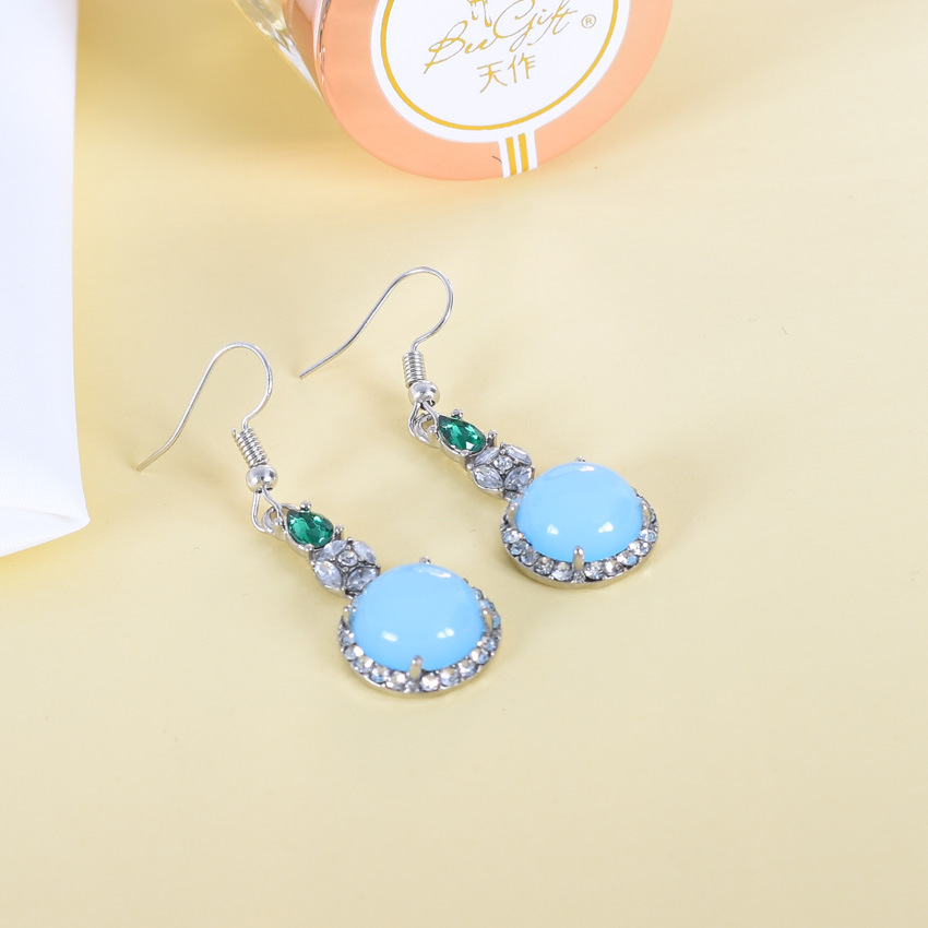 Earrings - Kolczyki z niebieskiego naturalnego jadeitu, vintage,