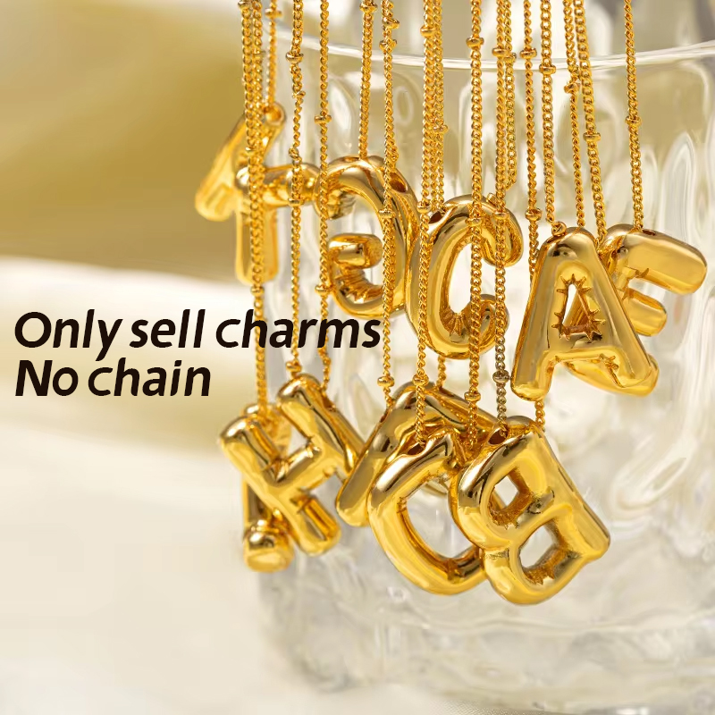 Initial Letter Necklace 18K Gold - CARLIDANA Bubble 26 liter Nazwa Naszyjniki