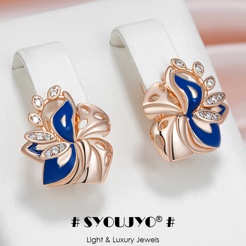 Earrings - SYOUJYO kształt liścia 585 kolczyki w