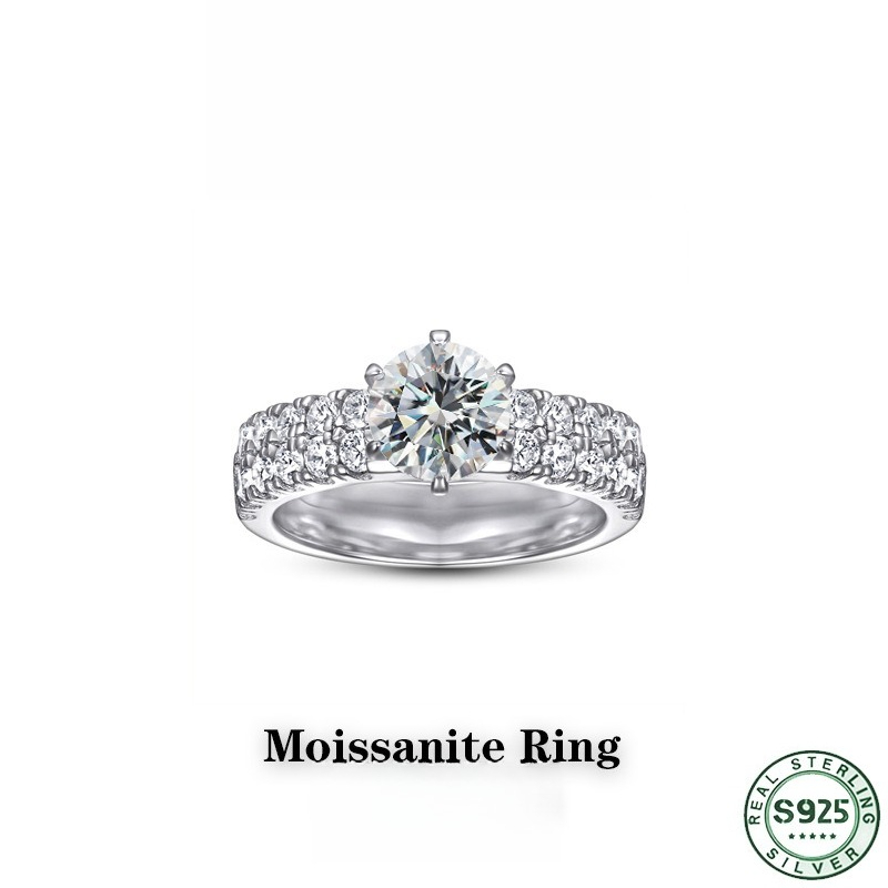 Moissanite Engagement Ring 1 Carat - Modny, bardzo popularny pierścionek ze srebra