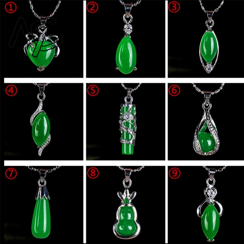 Necklaces - Srebro próby 925 Chiński Zielony Jadeit