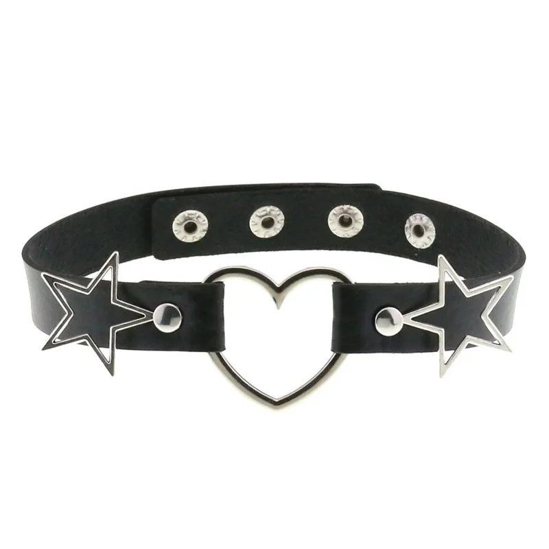 Decopunk Punk PU Leather Heart – Goth Punk Spike Choker recenzja i cena
