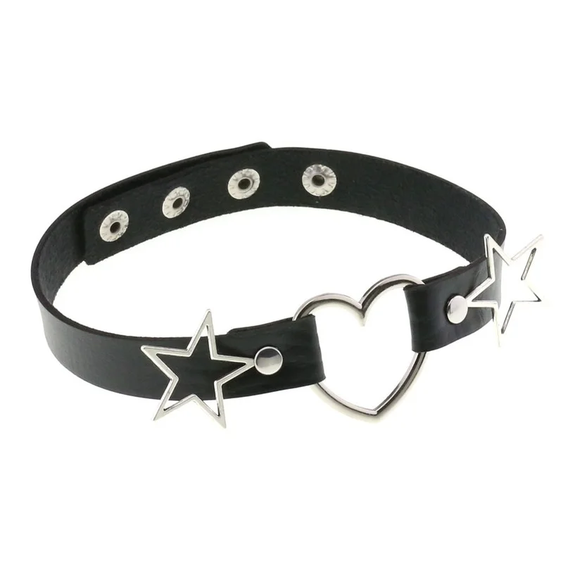 Decopunk Punk PU Leather Heart – Goth Punk Spike Choker recenzja i cena