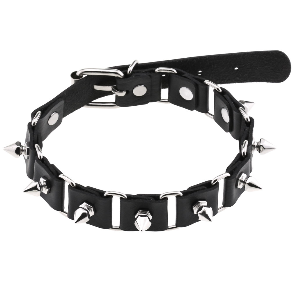 Czarne skórzane serce Choker o – Goth Punk Spike Choker recenzja i cena