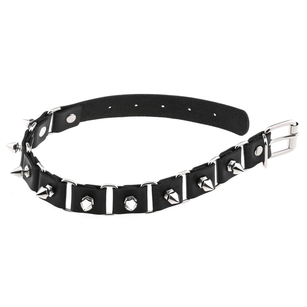 Czarne skórzane serce Choker o – Goth Punk Spike Choker recenzja i cena