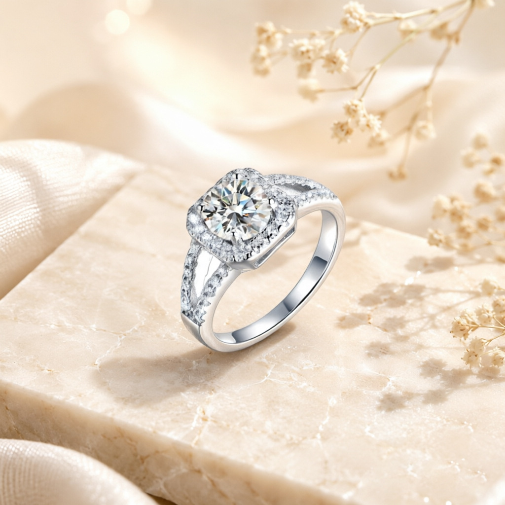 Bardzo popularny pierścionek z – Moissanite Engagement Ring 1 Carat recenzja i cena