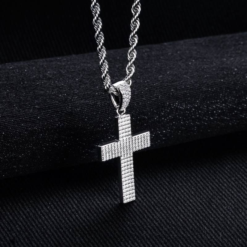 MossanRappr Moissanite Bling K – 925 Sterling Silver Chain Necklace Men recenzja i cena