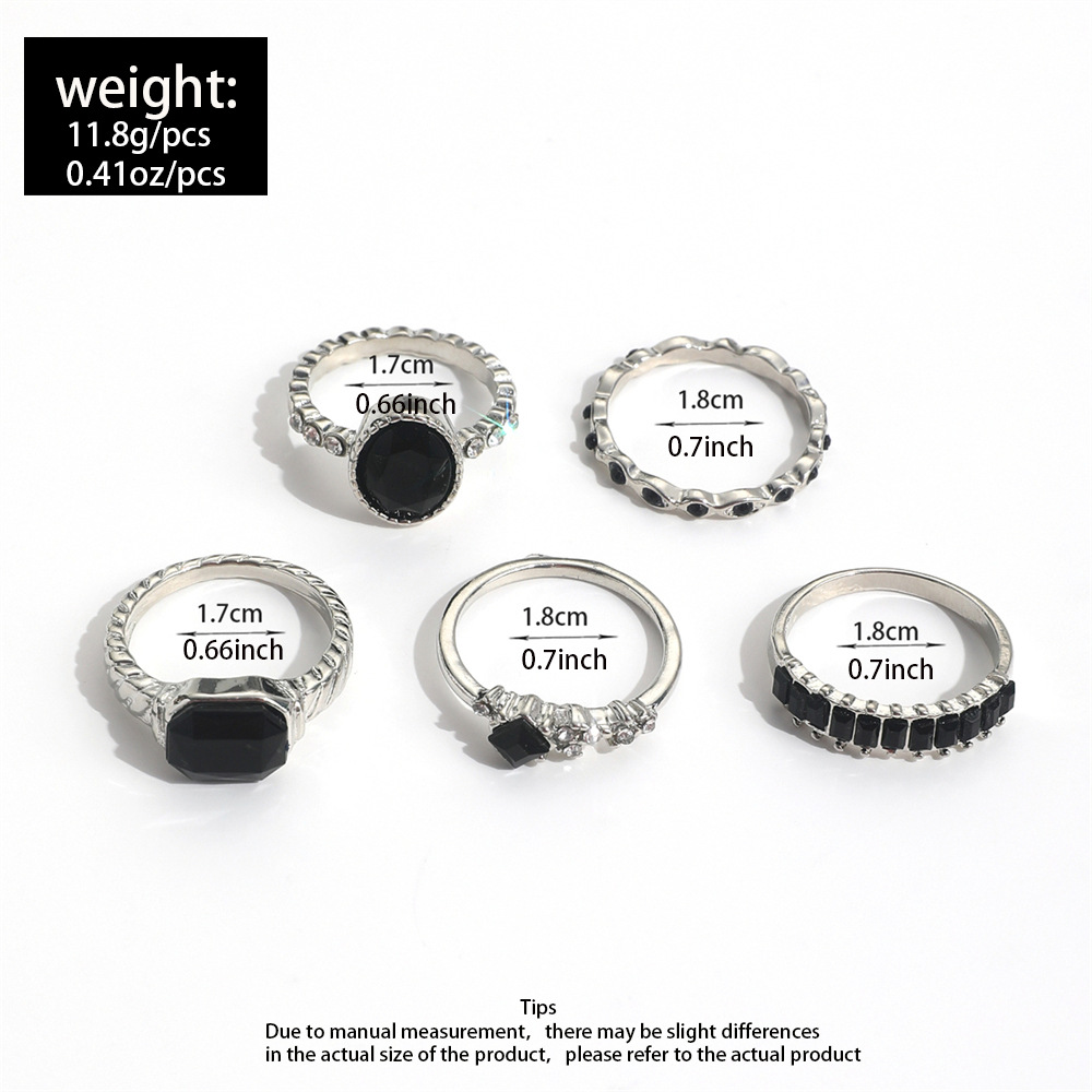 Retro czarny zestaw pierścionk – Vintage Punk Knuckle Rings Set recenzja i cena