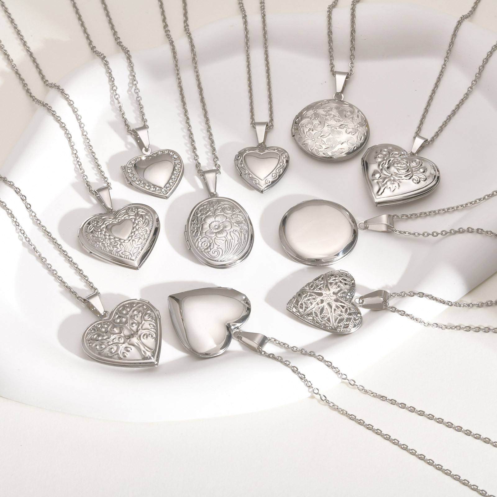 Vnox Never Fade Silver Color S – Heart Locket Necklace Photo recenzja i cena